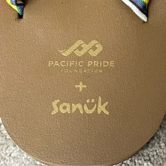 Sanuk x Pacific Pride Sling Flip Flop Sandals-Rainbow Stripe-Men’s 14-Summer-NEW - Picture 12 of 14